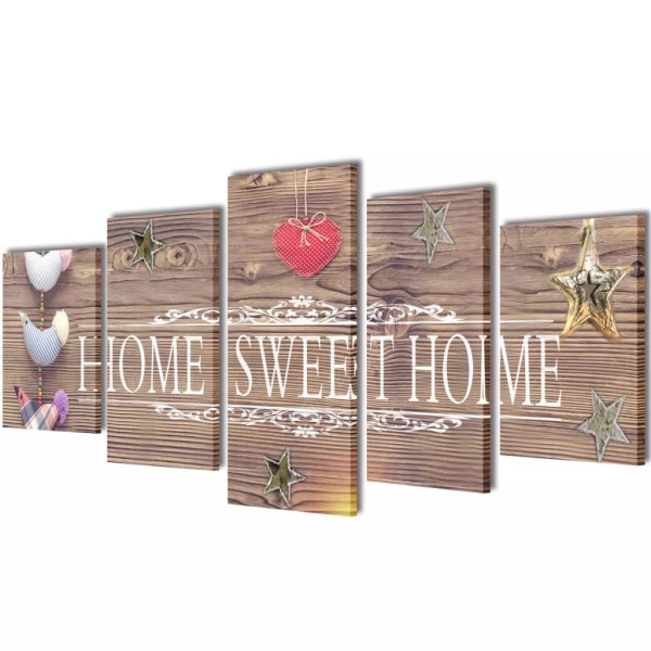 Set Tablouri De Pânză Imprimate Cu Home Sweet Home 100 x 50 cm 241592